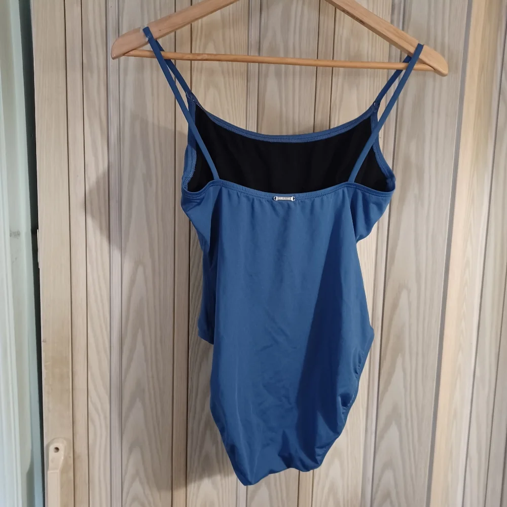 Anne Cole One Piece Bathing Suit Blue EUC Size 12 with separate swim skirt